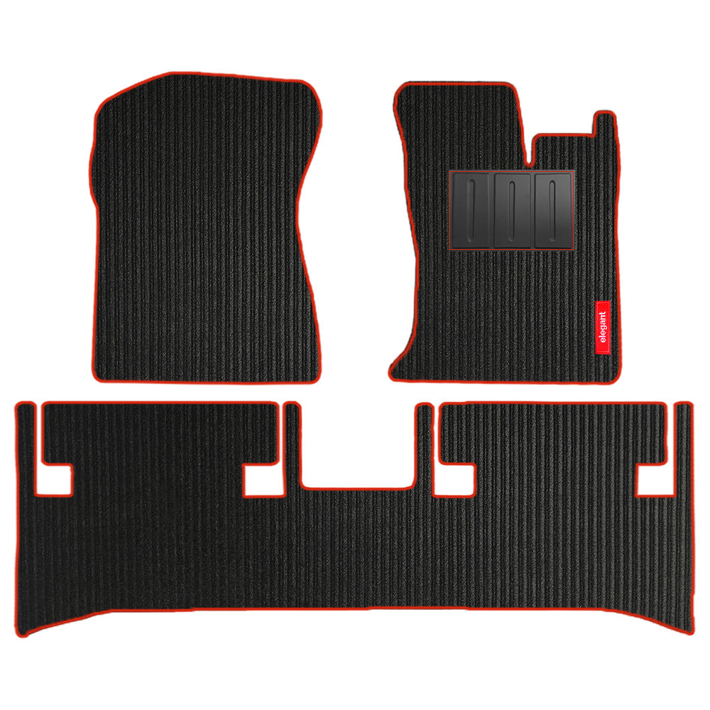 Cord Carpet Car Floor Mat For Mahindra Thar - Black Red | Elegant Auto Retail