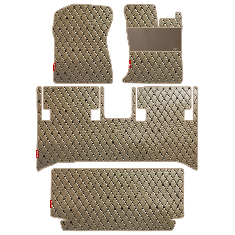Luxury Leatherette Car Floor Mat For Mahindra Thar -Beige Black | Elegant Auto Retail