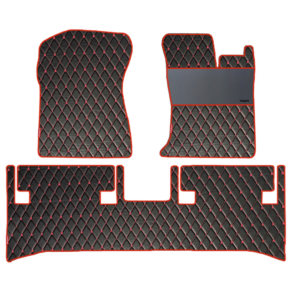 Luxury Leatherette Car Floor Mat For Mahindra Thar - Black Red | Elegant Auto Retail