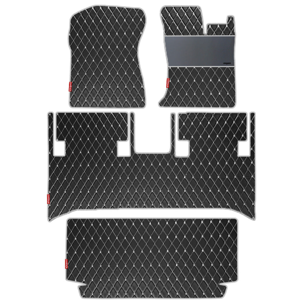 Luxury Leatherette Car Floor Mat For Mahindra Thar - Black White | Elegant Auto Retail