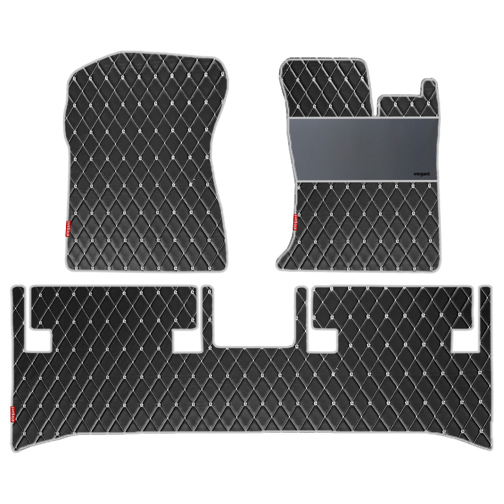 Luxury Leatherette Car Floor Mat For Mahindra Thar - Black White | Elegant Auto Retail