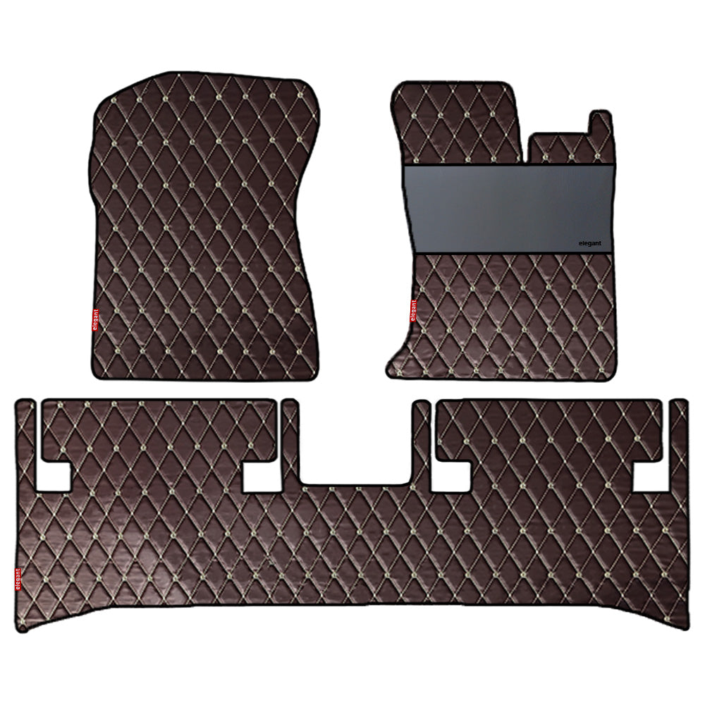 Luxury Leatherette Car Floor Mat For Mahindra Thar - Brown Beige | Elegant Auto Retail