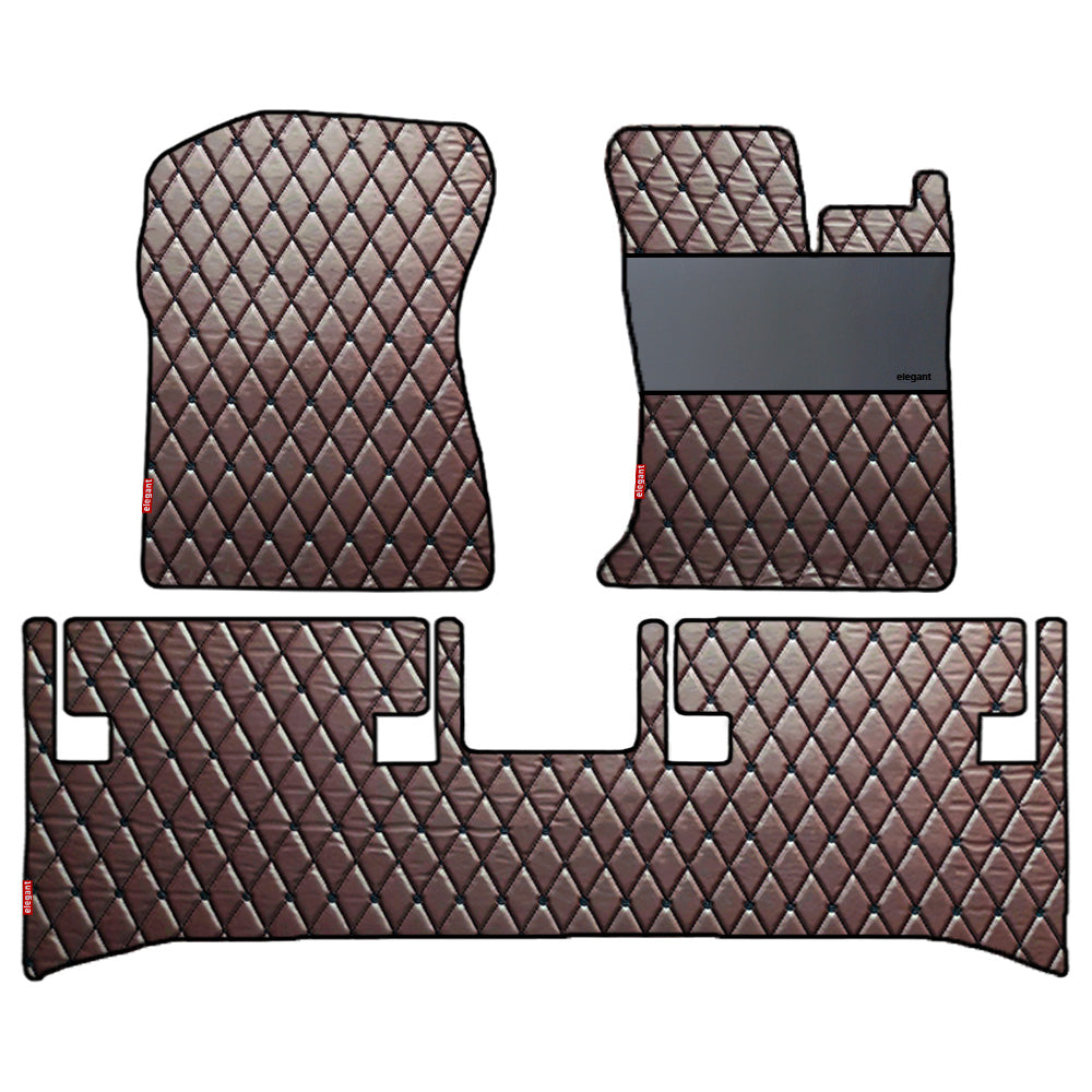 Luxury Leatherette Car Floor Mat For Mahindra Thar - Brown Black | Elegant Auto Retail