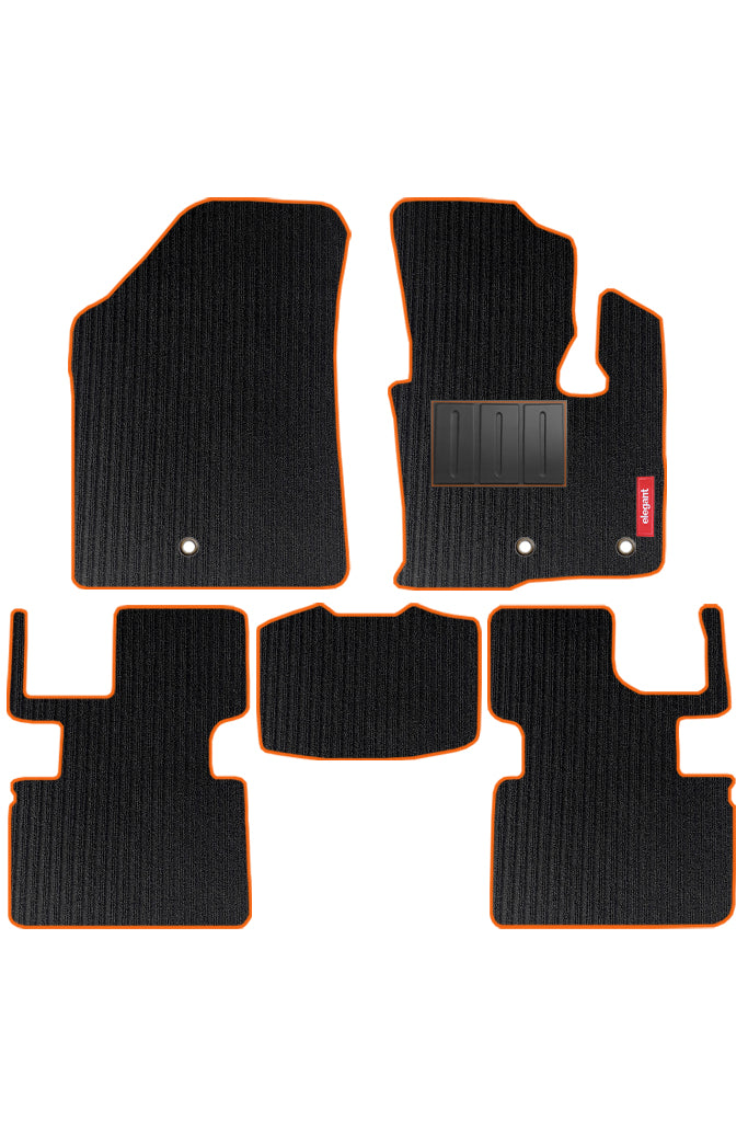 Cord Carpet Car Floor Mat For Volvo XC60 - Black Orange | Elegant Auto Retail