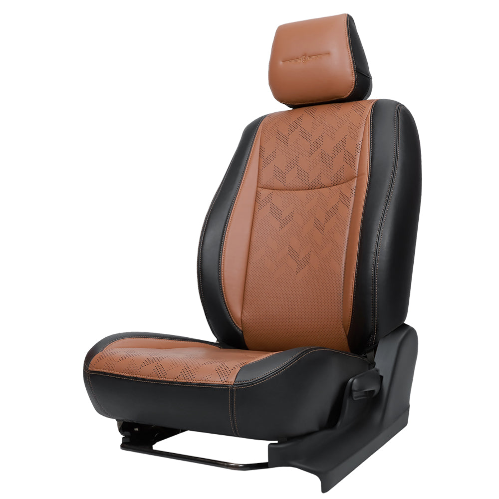 Apex Nappa PR Bucket Fit Art Leather Premium Car Seat Cover For Citroen C3 | in Tan-Black Colour | Elegant Auto Retail