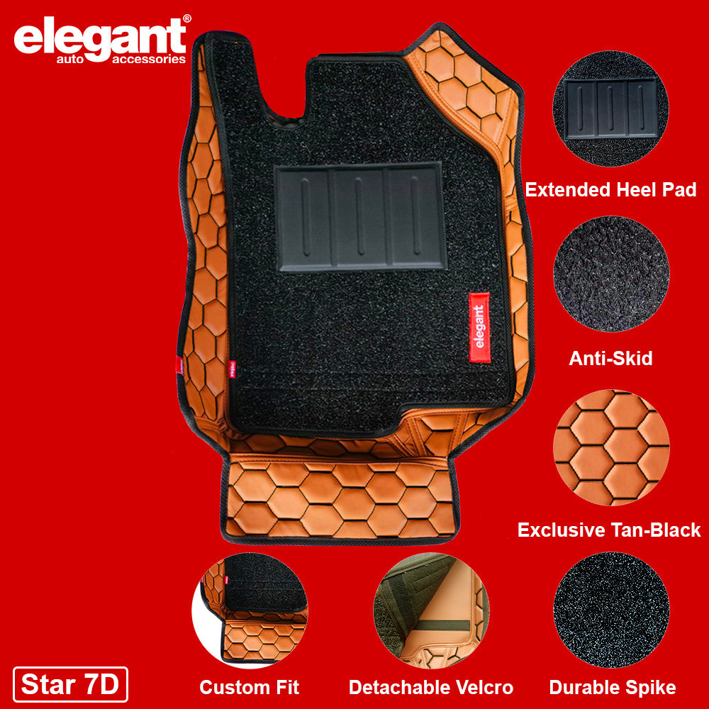 Star 7D Car Floor Mats For Honda Elevate - Tan Black | Elegant Auto Retail
