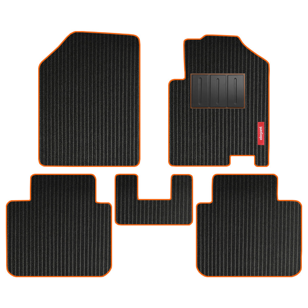 Cord Carpet Car Floor Mat For Toyota Urban Cruiser - Black Orange | Elegant Auto Retail