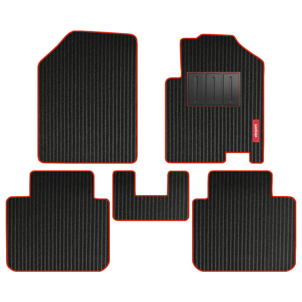 Cord Carpet Car Floor Mat For Toyota Urban Cruiser - Black Red | Elegant Auto Retail