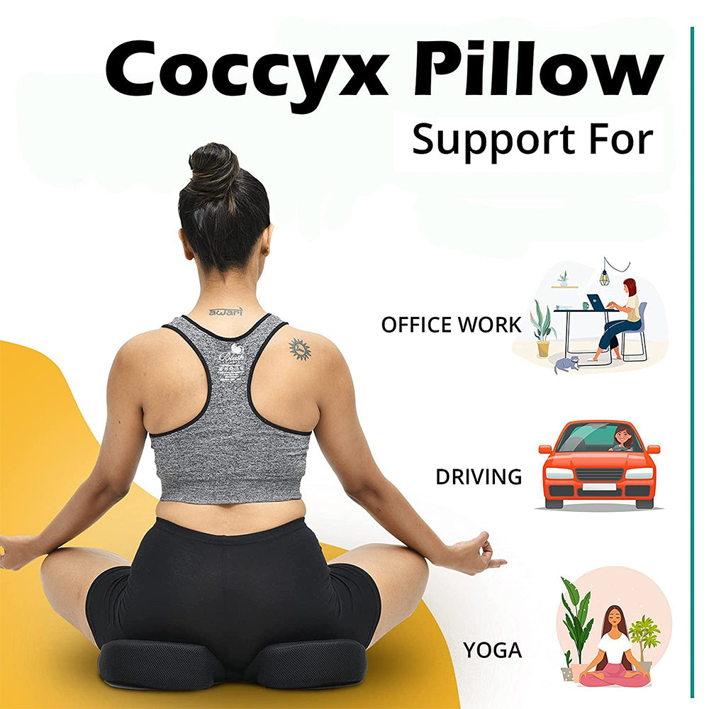 Elegant 91 Memory Foam Coccyx Seat Cushion Pillow In Black | Elegant Auto Retail