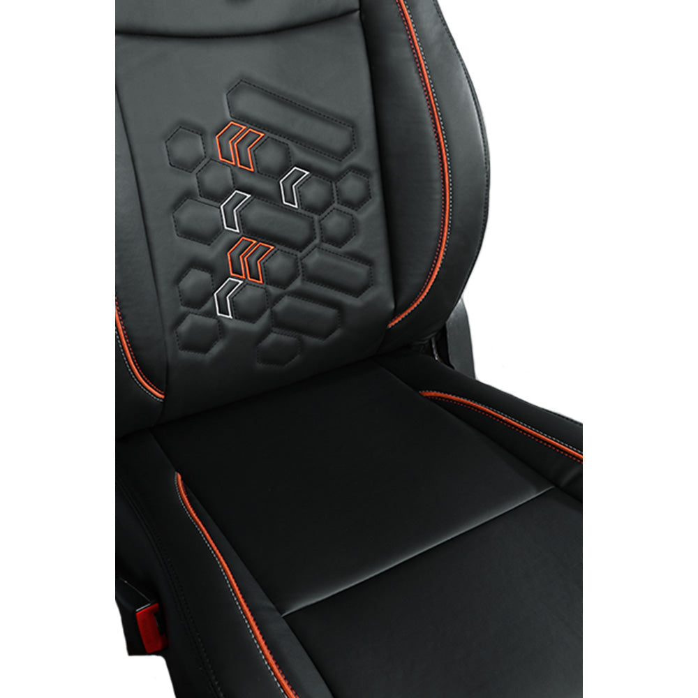 Victor 2 Art Leather Car Seat Cover For Honda Civic - Black Orange | Elegant Auto Retail