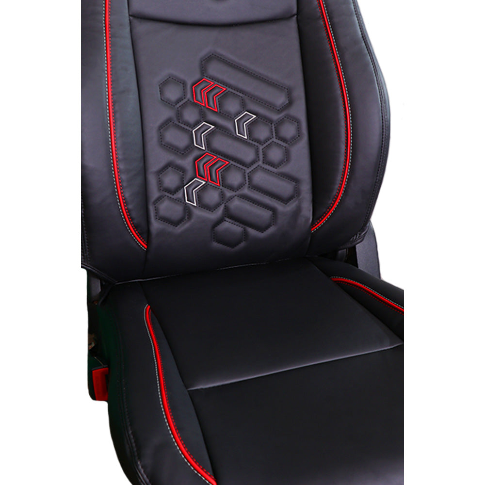 Victor 2 Art Leather Car Seat Cover For Honda Civic - Black Red | Elegant Auto Retail
