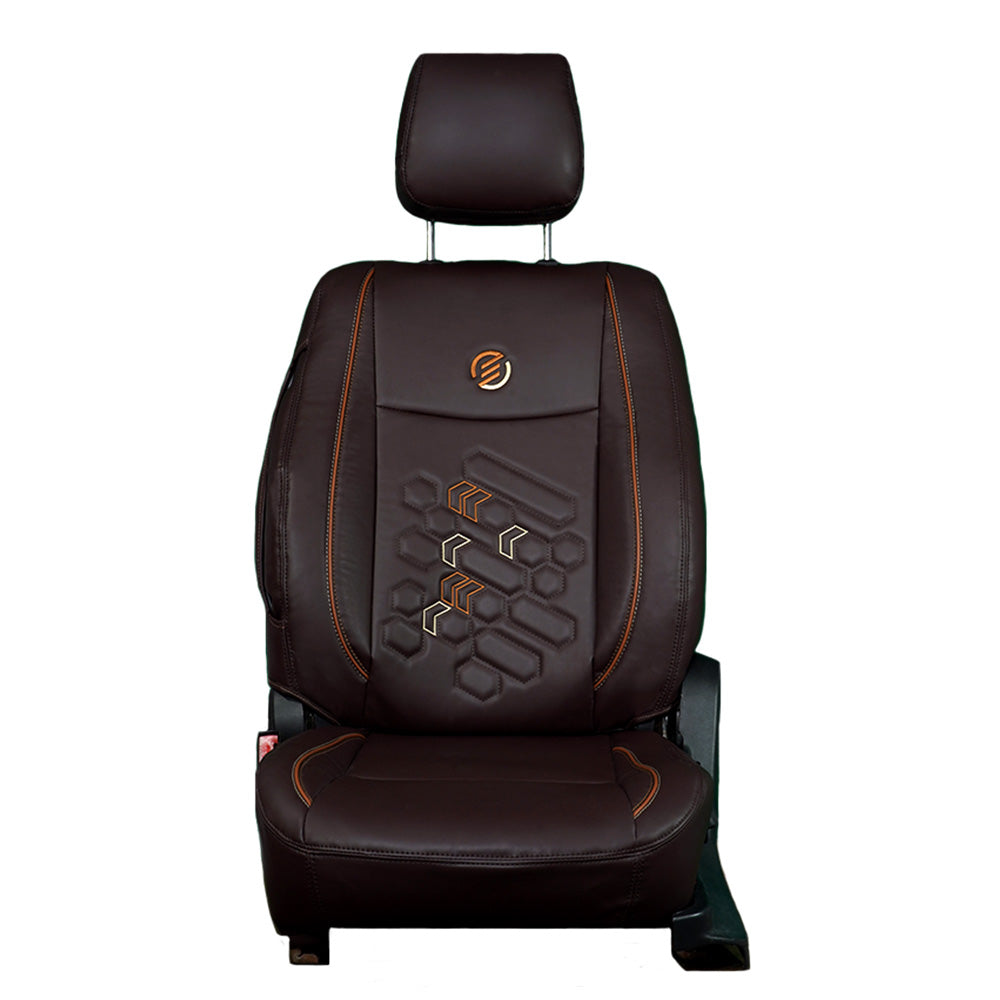 Victor 2 Art Leather Car Seat Cover For Mahindra XUV 400 EV | in Brown Colour | Elegant Auto Retail