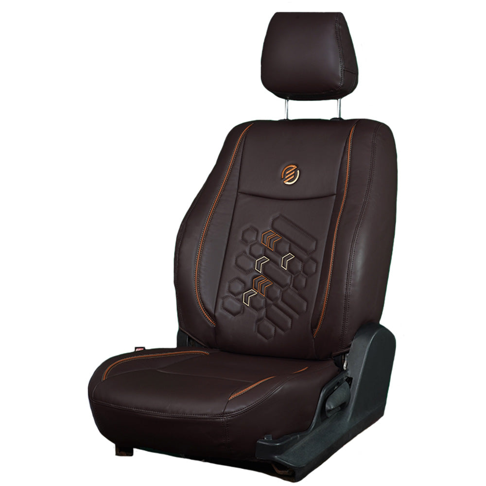 Victor 2 Art Leather Car Seat Cover For Honda Civic - Brown Orange | Elegant Auto Retail