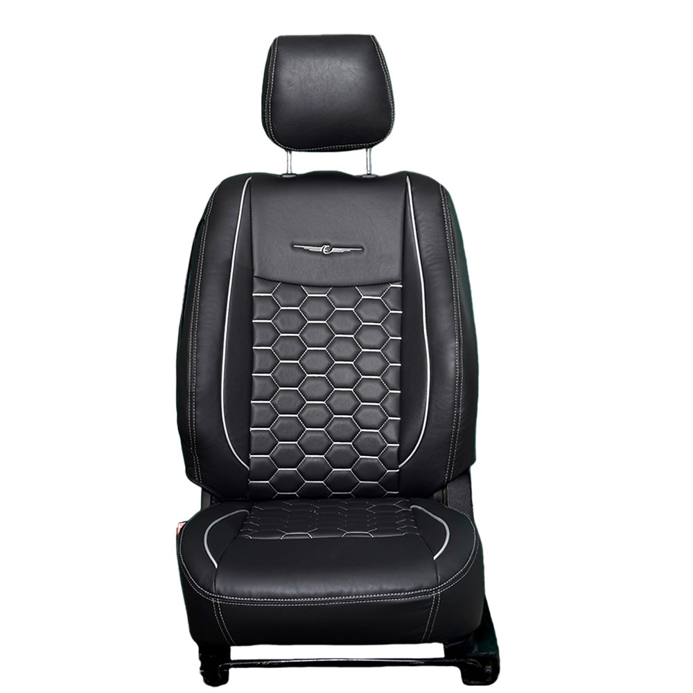 Victor 3 Art Leather Car Seat Cover For Maruti Brezza ( In Black-White )