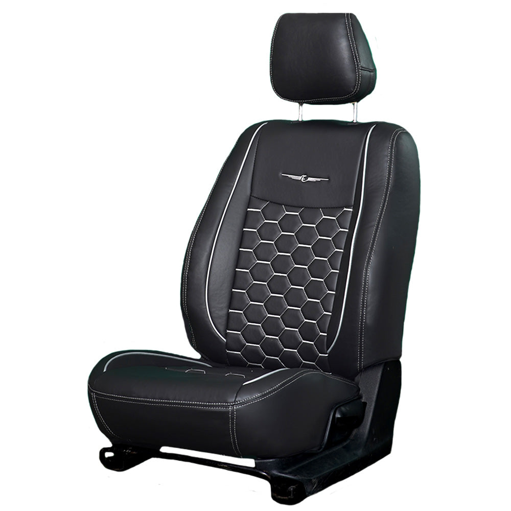 Victor 3 Art Leather Car Seat Cover For Honda Civic - Black White | Elegant Auto Retail