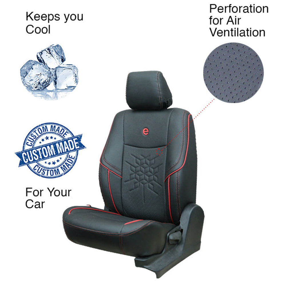 Venti 2 Perforated Art Leather Car Seat Cover For Honda Civic - Black Red | Elegant Auto Retail