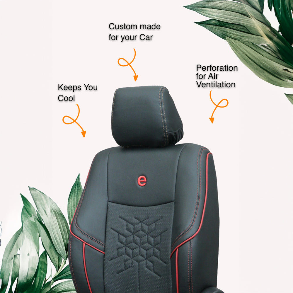 Venti 2 Perforated Art Leather Car Seat Cover For Honda Civic - Black Red | Elegant Auto Retail