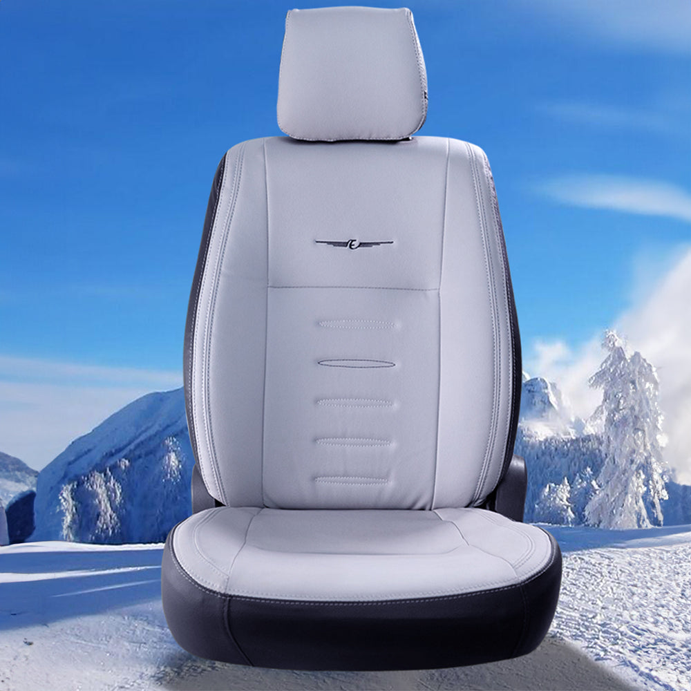 Vogue Oval Plus Art Leather Bucket Fitting Car Seat Cover For Toyota Taisor - Black C Grey | Elegant Auto Retail