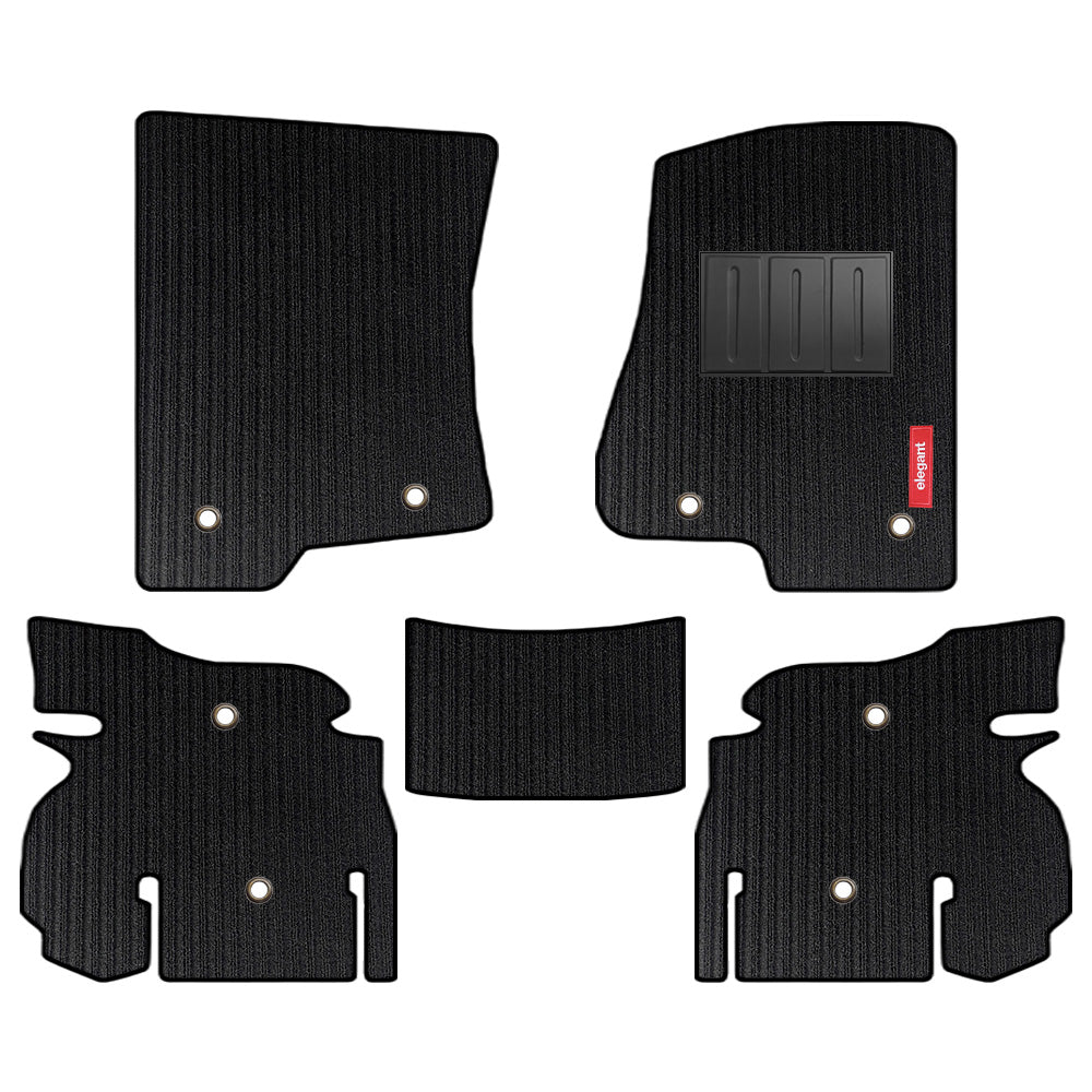 Cord Carpet Car Floor Mat For Jeep Wrangler Rubicon - Black Black | Elegant Auto Retail