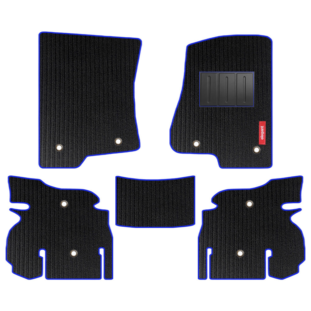 Cord Carpet Car Floor Mat For Jeep Wrangler Rubicon - Black Blue | Elegant Auto Retail