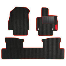 Cord Carpet Car Floor Mat For Mahindra XEV 9e - Black Red | Elegant Auto Retail