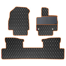 Luxury Leatherette Car Floor Mat For Mahindra XEV 9e - Black Orange | Elegant Auto Retail
