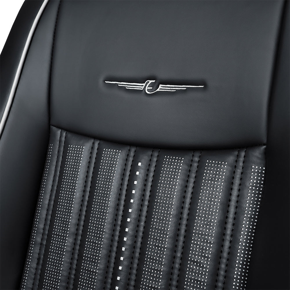 Zippy Nappa PR Art Leather Car Seat Cover For Tata Safari - Black C Grey | Elegant Auto Retail