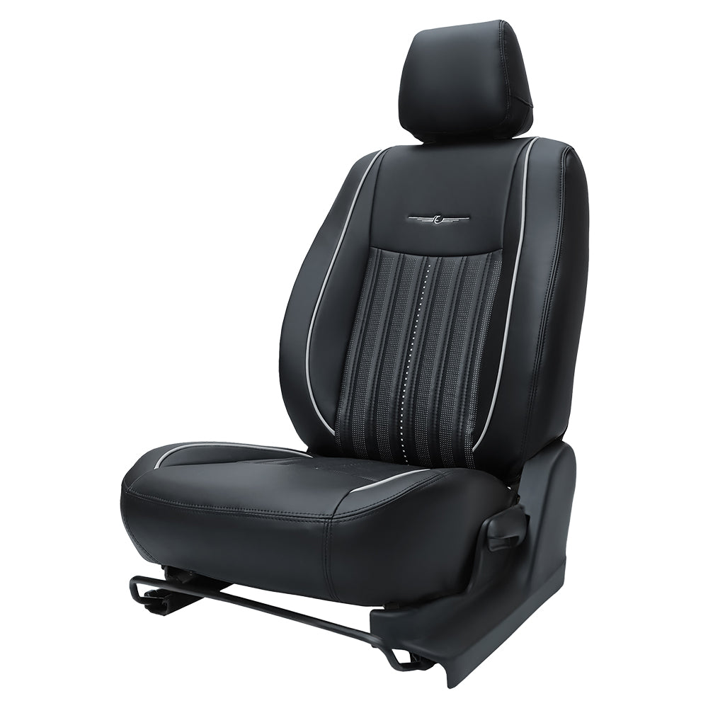 Zippy Nappa PR Art Leather Car Seat Cover For Tata Safari - Black C Grey | Elegant Auto Retail