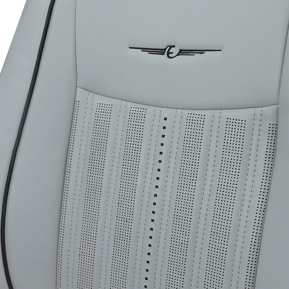 Zippy Nappa PR Art Leather Car Seat Cover For Tata Safari - C Grey Black | Elegant Auto Retail