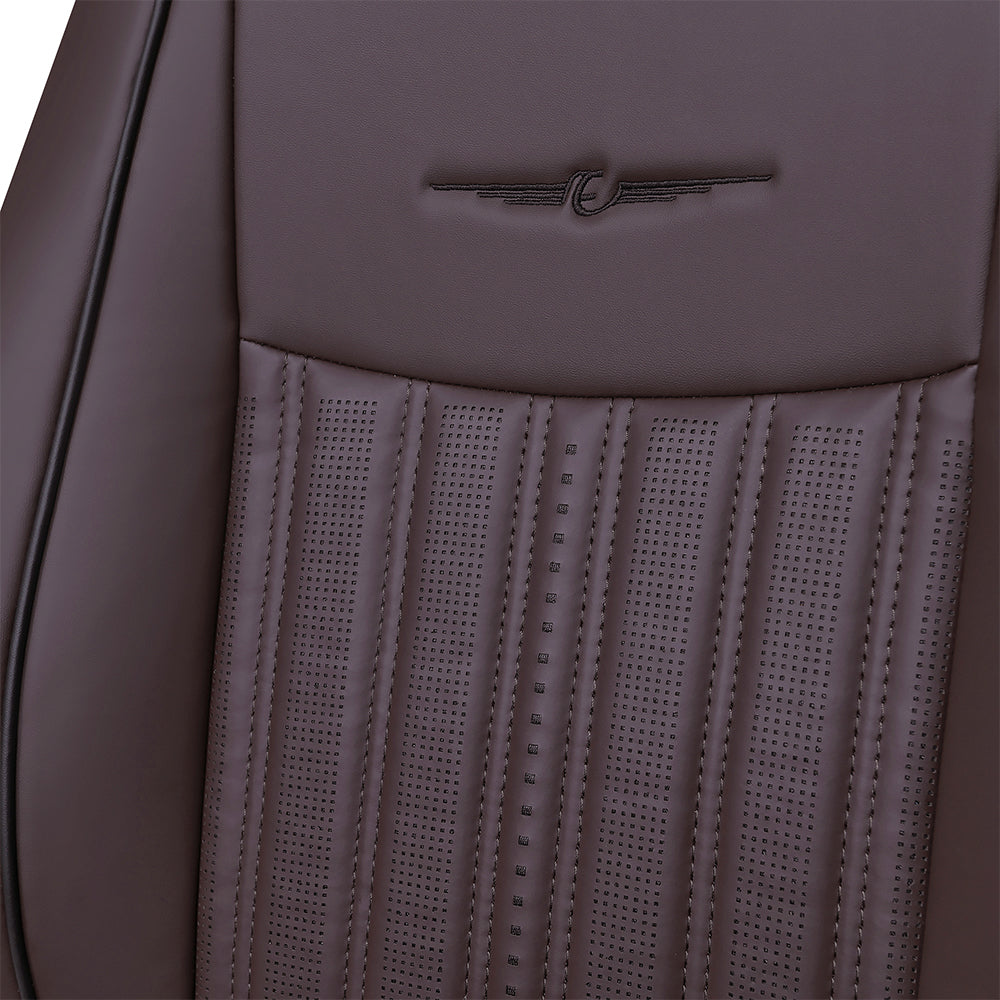Zippy Nappa PR Art Leather Car Seat Cover For Tata Safari - M Brown Black | Elegant Auto Retail