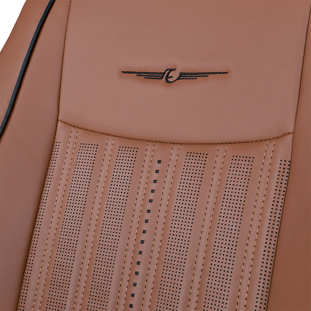 Zippy Nappa PR Art Leather Car Seat Cover For Tata Safari - Tan Black | Elegant Auto Retail