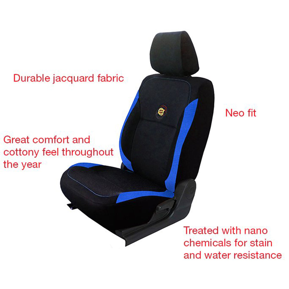 Features of F1 Fabric Car Seat Cover | in Black and Blue Colour | Elegant Auto Retail