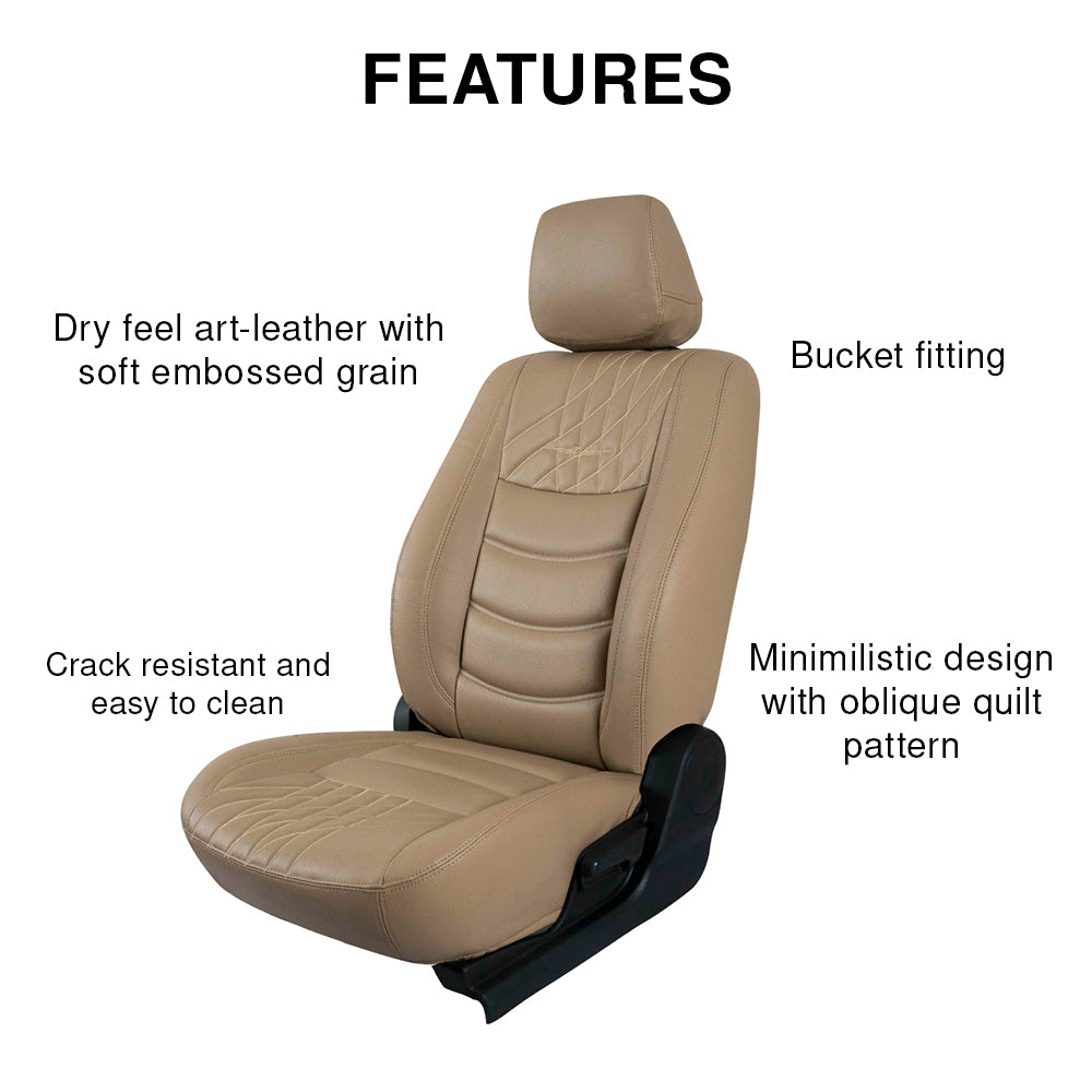 Glory Colt Art Leather Car Seat Cover For Hyundai Creta - Beige | Elegant Auto Retail