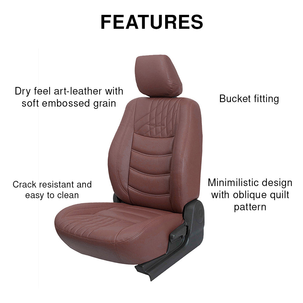 Colt Bucket Fit Art Leather Car Seat Cover For Maruti Brezza ( In Brown )