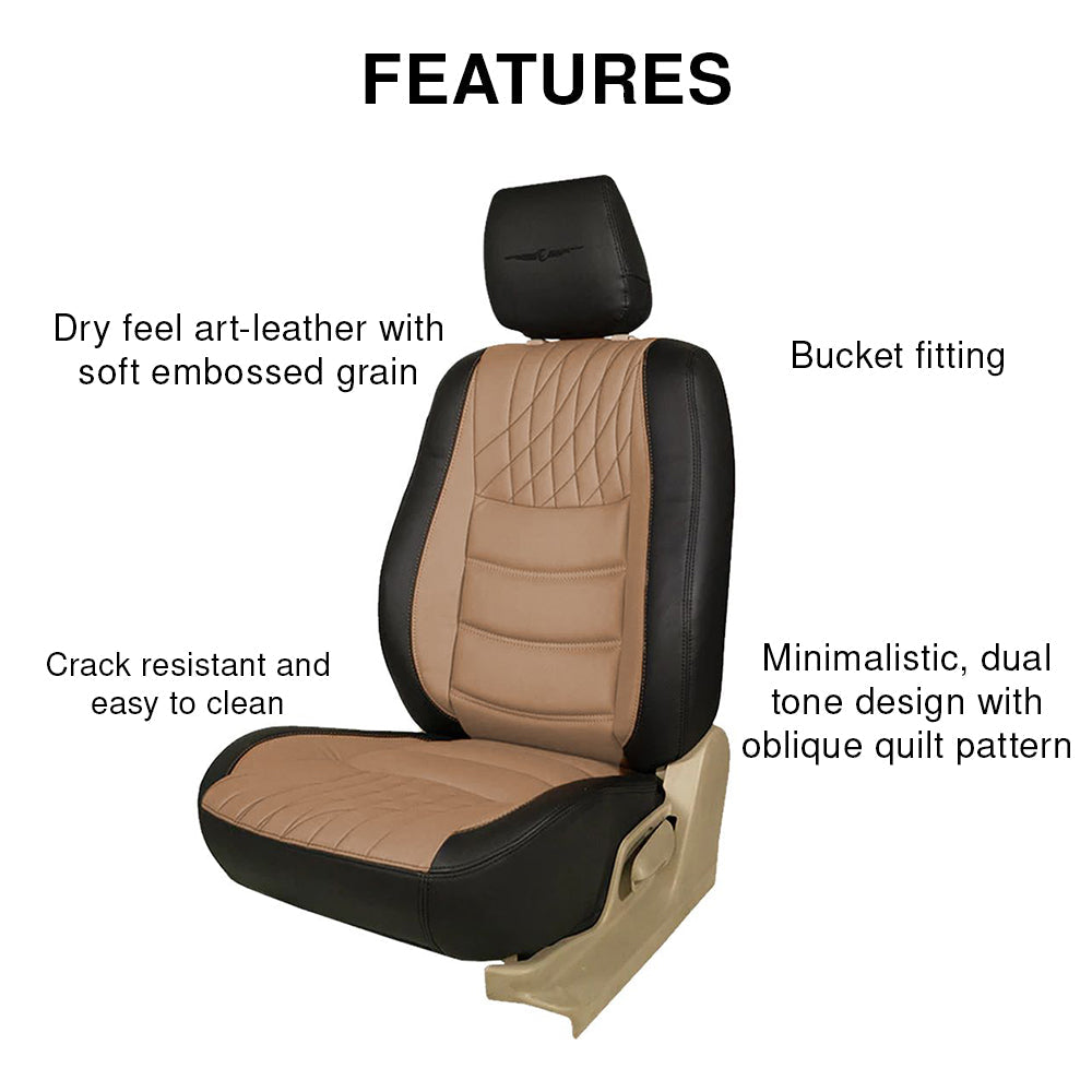 Features of Glory Colt Duo Art Leather Car Seat Cover For Toyota Taisor | in Black-Beige Colour | Elegant Auto Retail