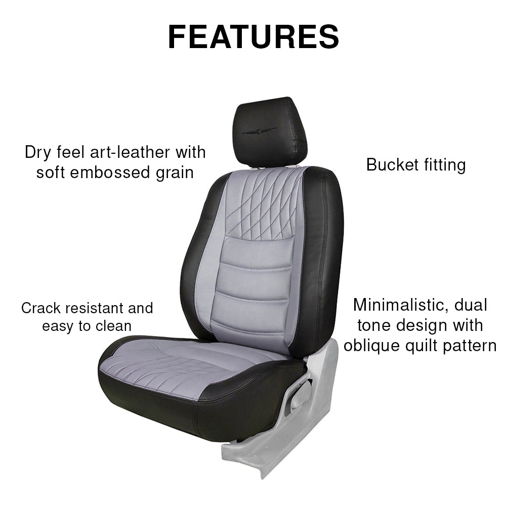 Features of Glory Colt Duo Art Leather Car Seat Cover For Mahindra XUV 3XO | in Grey-Black Colour | Elegant Auto Retail