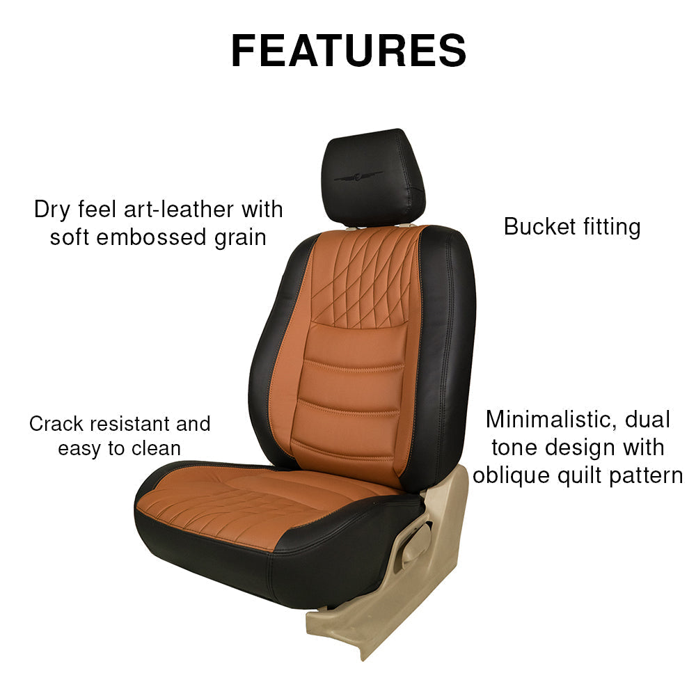 Features of Glory Colt Duo Art Leather Car Seat Cover For Renault Captur - Black Tan | Elegant Auto Retail