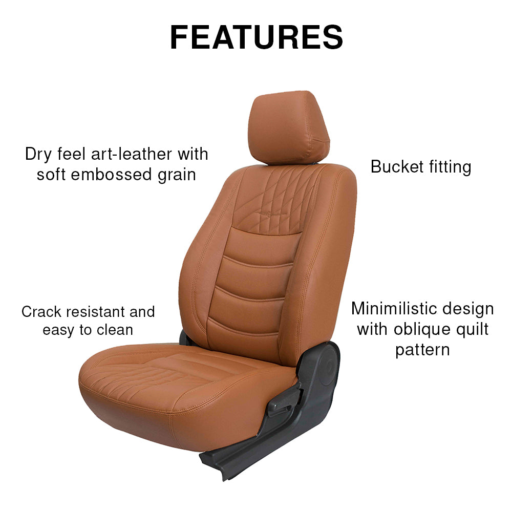 Glory Colt Art Leather Car Seat Cover For Hyundai Creta - Tan | Elegant Auto Retail