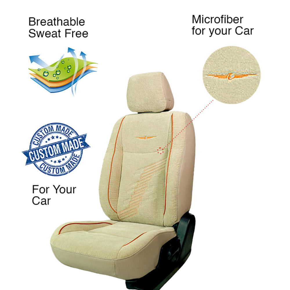 Comfy Z-Dot Fabric Car Seat Cover For Hyundai Eon with Free Set of 4 Comfy Cushion - Beige | Elegant Auto Retail