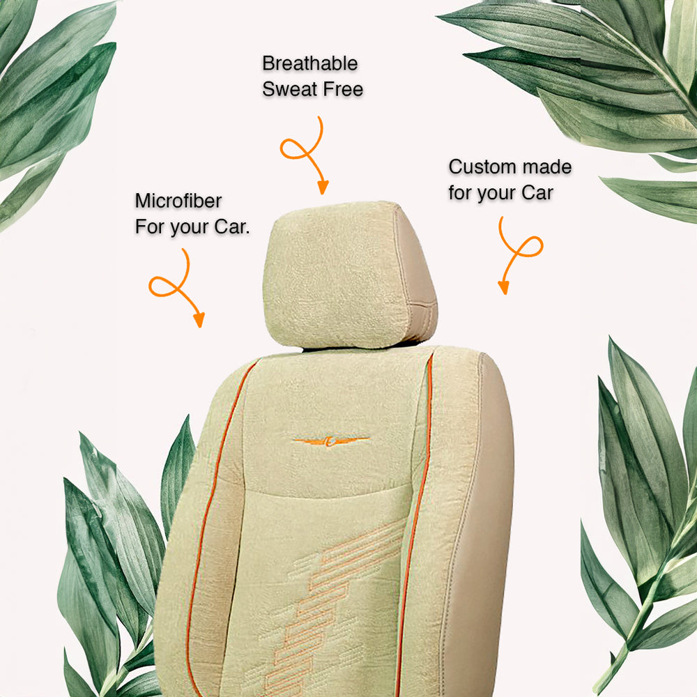 Comfy Z-Dot Fabric Car Seat Cover For Hyundai Eon with Free Set of 4 Comfy Cushion - Beige | Elegant Auto Retail