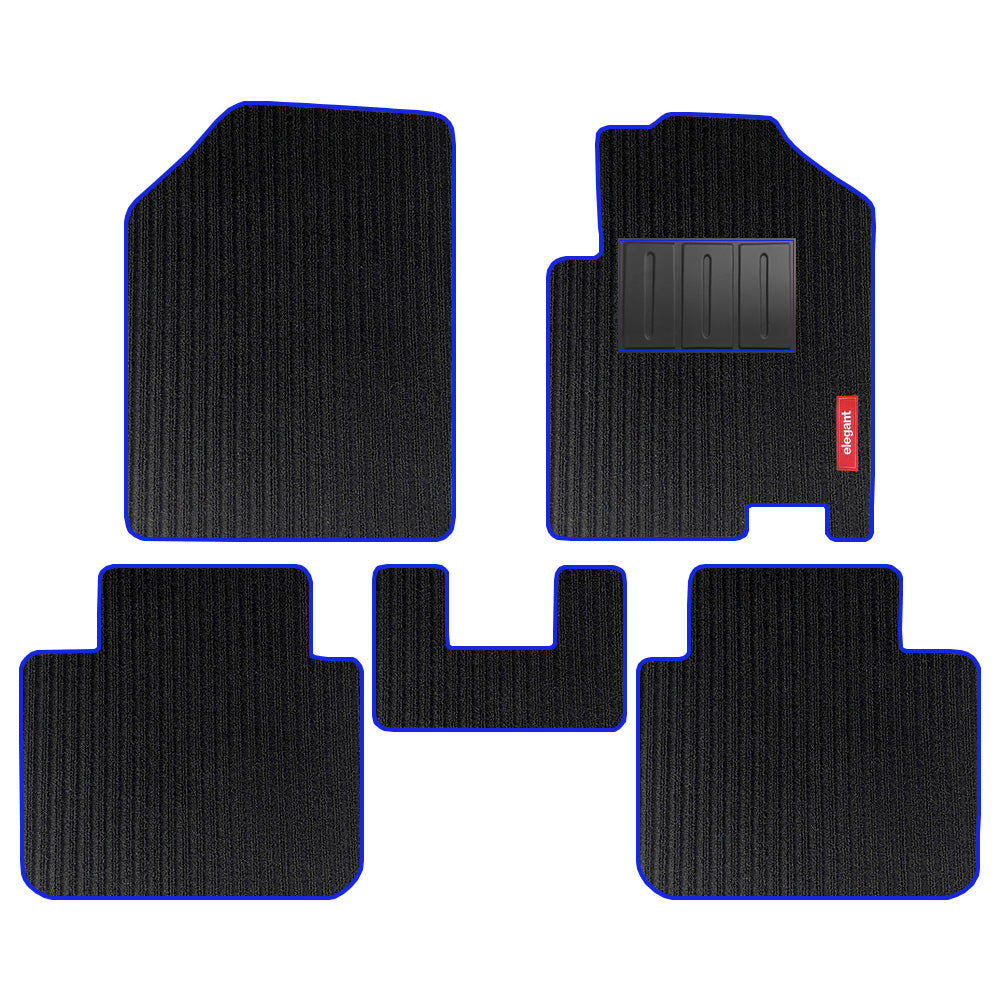 Cord Carpet Car Floor Mat For Honda City - Black Blue | Elegant Auto Retail