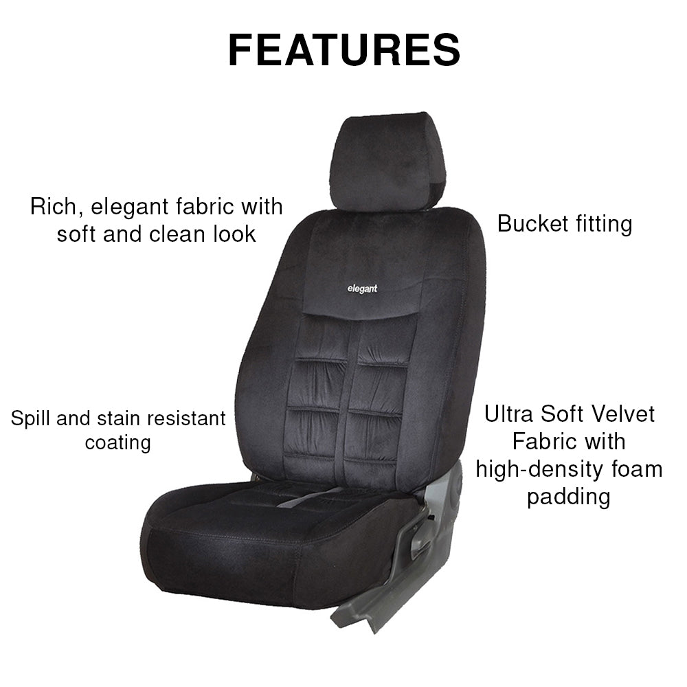 Features of Emperor Bucket Fit Velvet Fabric Car Seat Cover For Maruti Swift | in Black Colour | Elegant Auto Retail