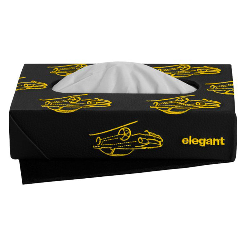 Nappa Leather Vintage 2 Tissue Box Black and Yellow | Elegant Auto Retail