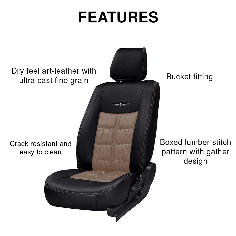 Nappa Grande Duo Art Leather Car Seat Cover For Tata Nexon In Black-Beige