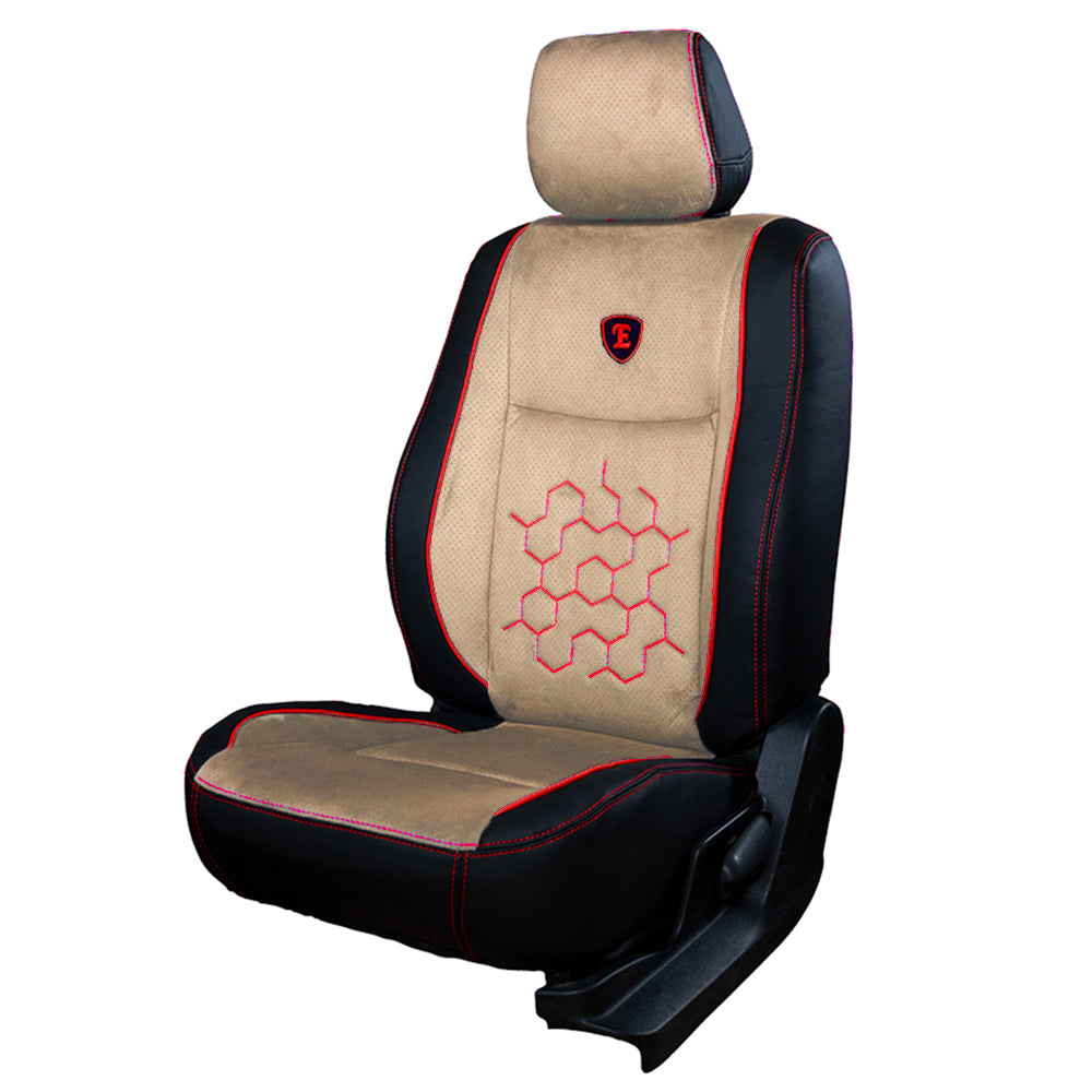 Icee Duo Perforated Fabric Car Seat Cover For Toyota Taisor (Red - Black - Beige) | Elegant Auto Retail