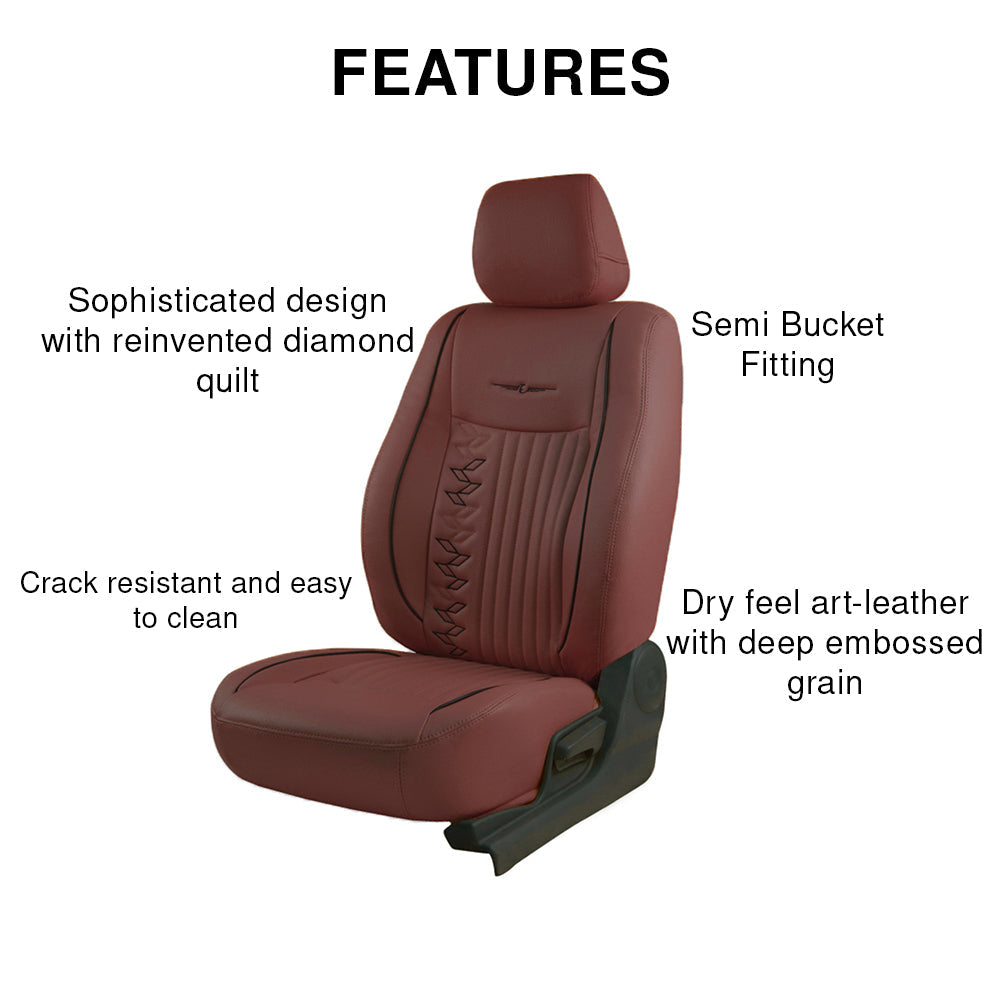 Features of Vogue Knight Art Leather Car Seat Cover For Toyota Taisor | in Brown-Black Colour | Elegant Auto Retail