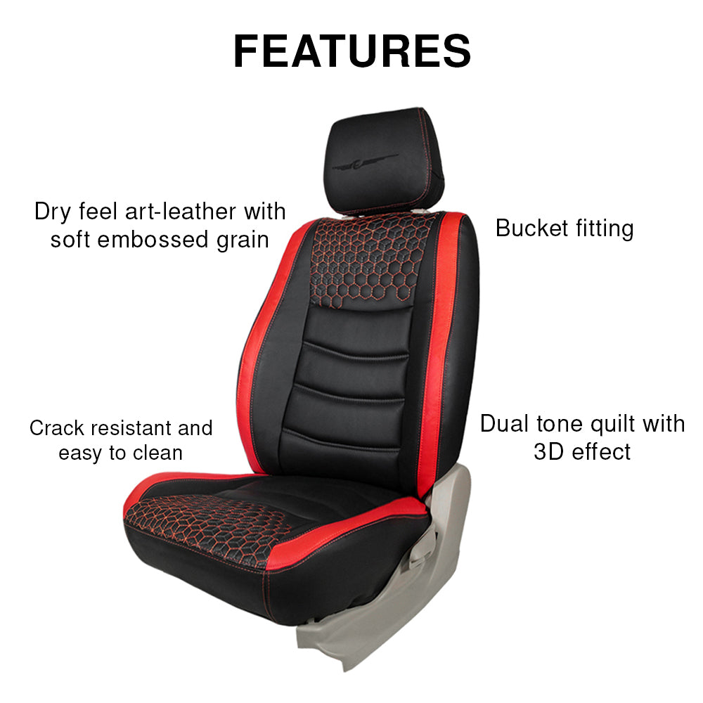 Prism Bucket Fit Art Leather Car Seat Cover For Kia Seltos