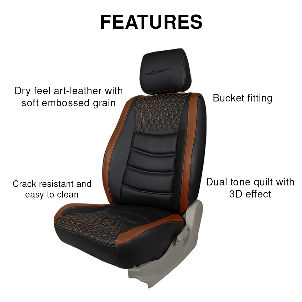 Prism Bucket Fit Art Leather Car Seat Cover For Kia Seltos