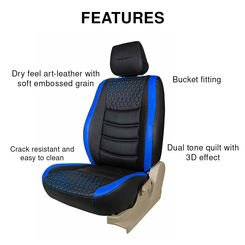 Glory Prism Art Leather Car Seat Cover Black and Blue For Maruti Victoris