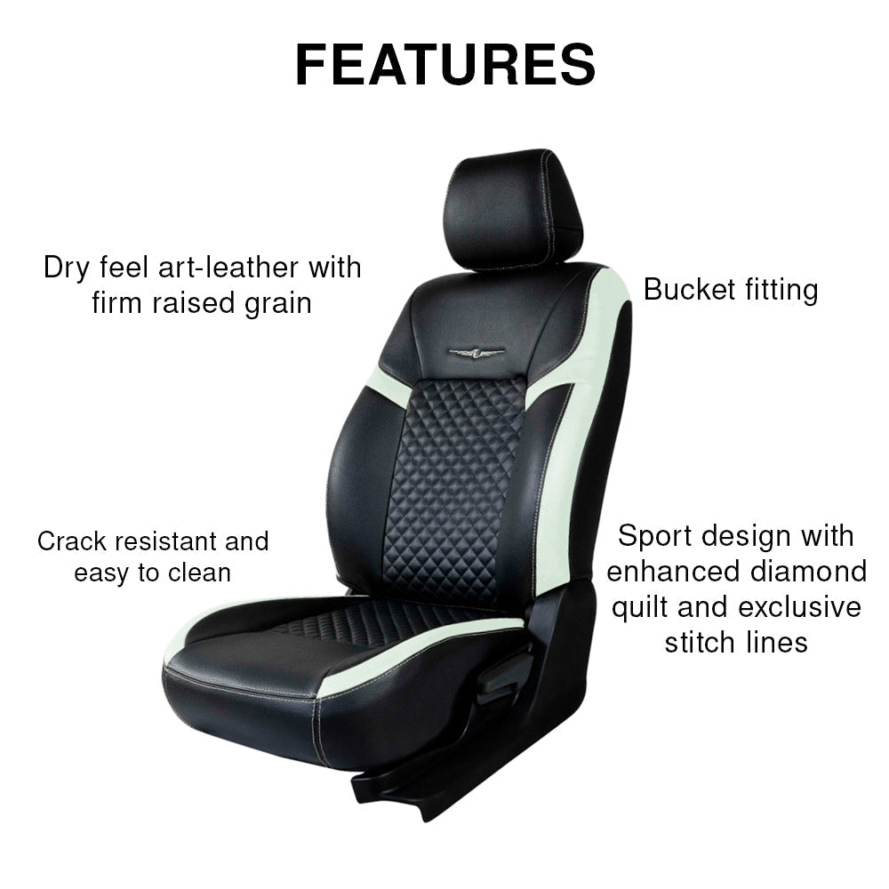 Vogue Star Art Leather Car Seat Cover For Skoda Kylaq - Black Grey | Elegant Auto Retail